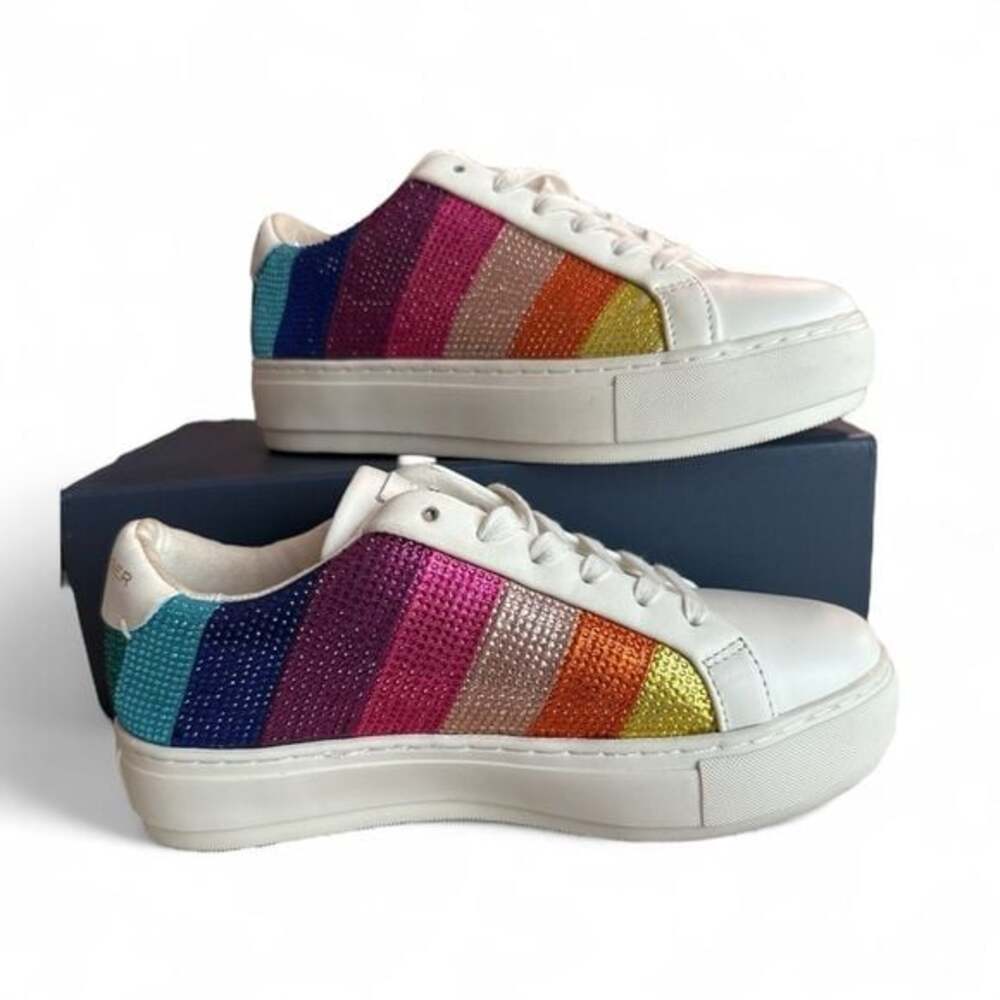 Kurt Geiger Laney Rainbow Crystal Platform Sneakers 6.5